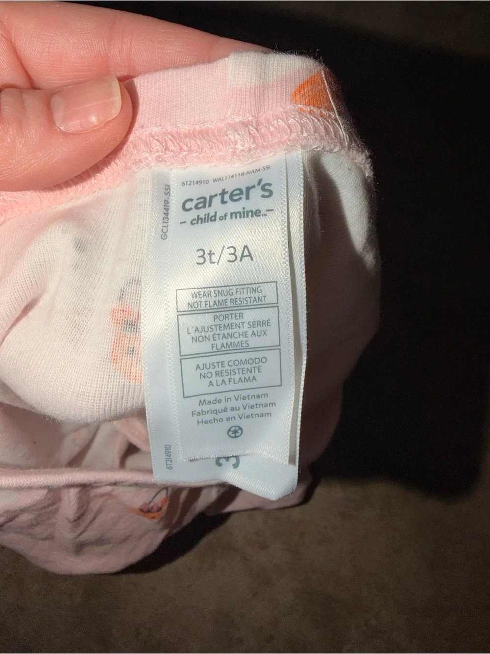 Carter’s Child of Mine 2T Fit Pink Halloween Ghost Pajama Set October Pumpkin 3T